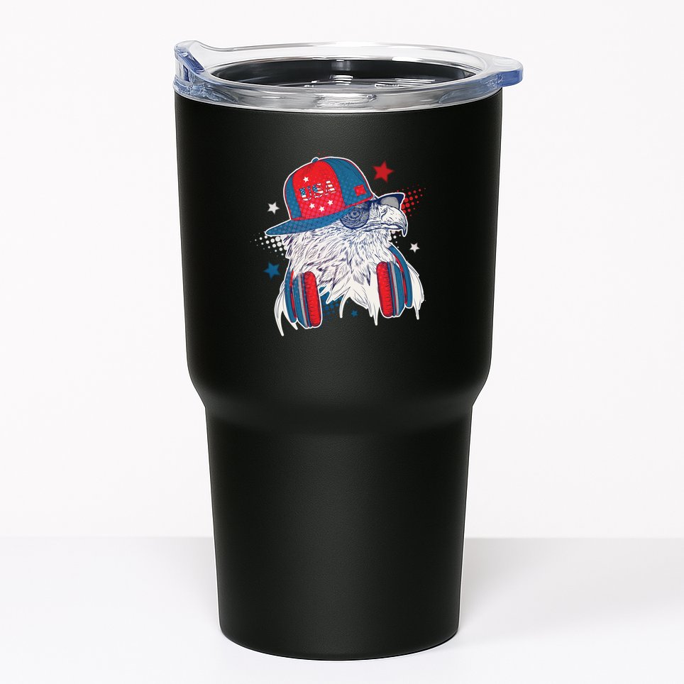 Cool American USA Flag Hipster DJ Eagle Tumbler