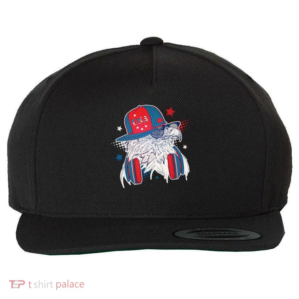 Cool American USA Flag Hipster DJ Eagle Wool Snapback Cap