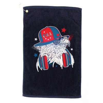 Cool American USA Flag Hipster DJ Eagle Golf Towel