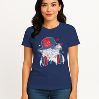 Cool American USA Flag Hipster DJ Eagle Womens T-Shirt