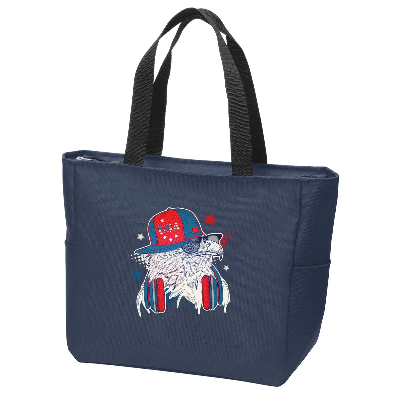 Cool American USA Flag Hipster DJ Eagle Zip Tote Bag