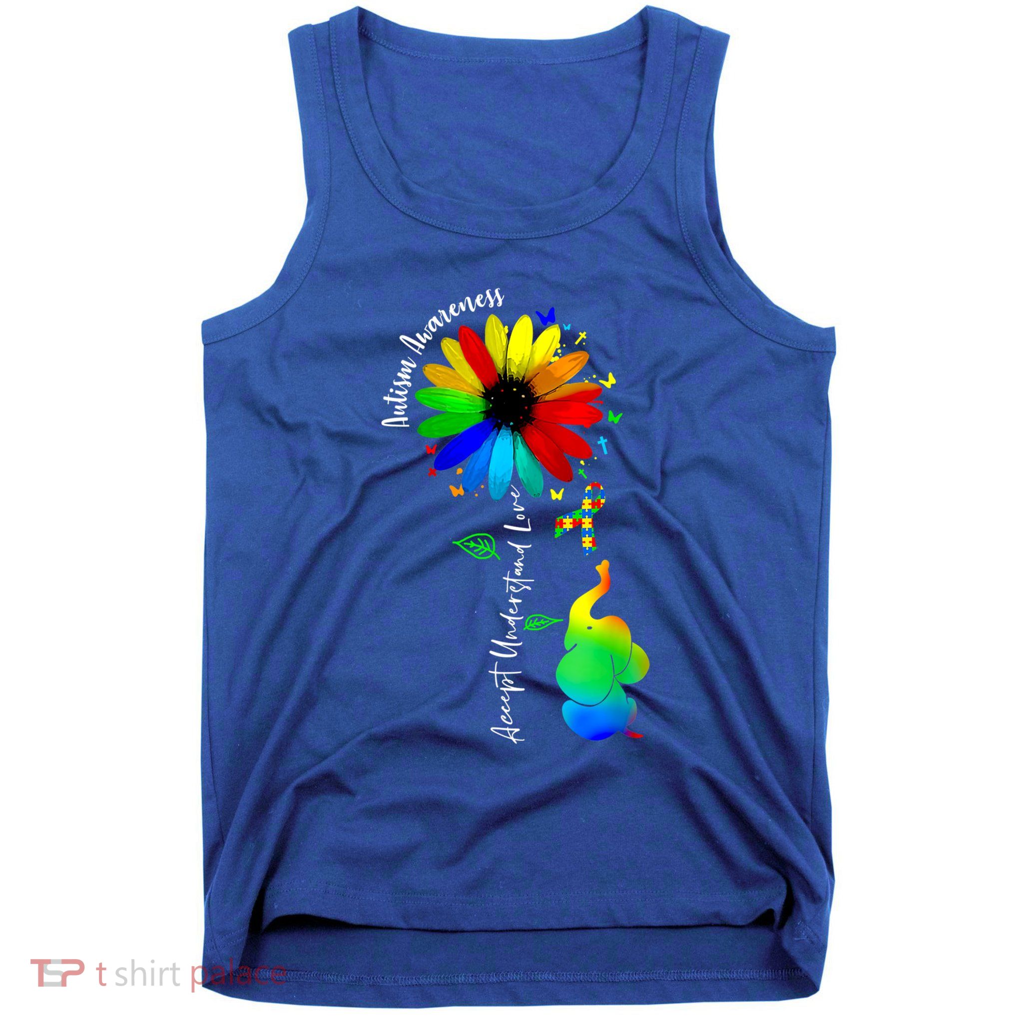 Cute Accept Understand Love Autism Awareness Sunflower Gift Tank Top