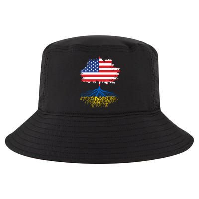 Cool American Ukrainian Roots I Stand With Ukraine USA Ukraine Flags Cool Comfort Performance Bucket Hat