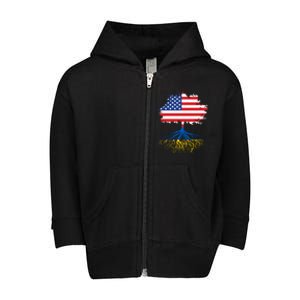 Cool American Ukrainian Roots I Stand With Ukraine USA Ukraine Flags Toddler Zip Fleece Hoodie