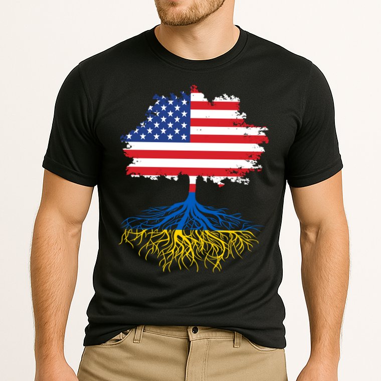 Cool American Ukrainian Roots I Stand With Ukraine USA Ukraine Flags Cooling Performance Crew T-Shirt