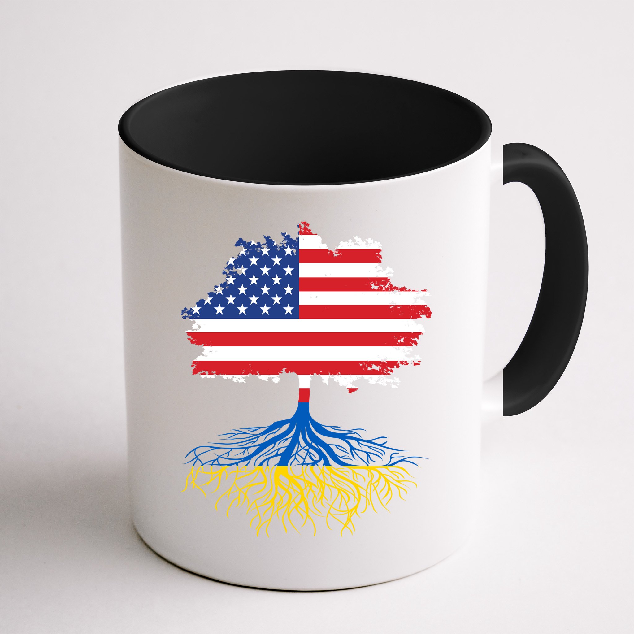 Cool American Ukrainian Roots I Stand With Ukraine USA Ukraine Flags Mug
