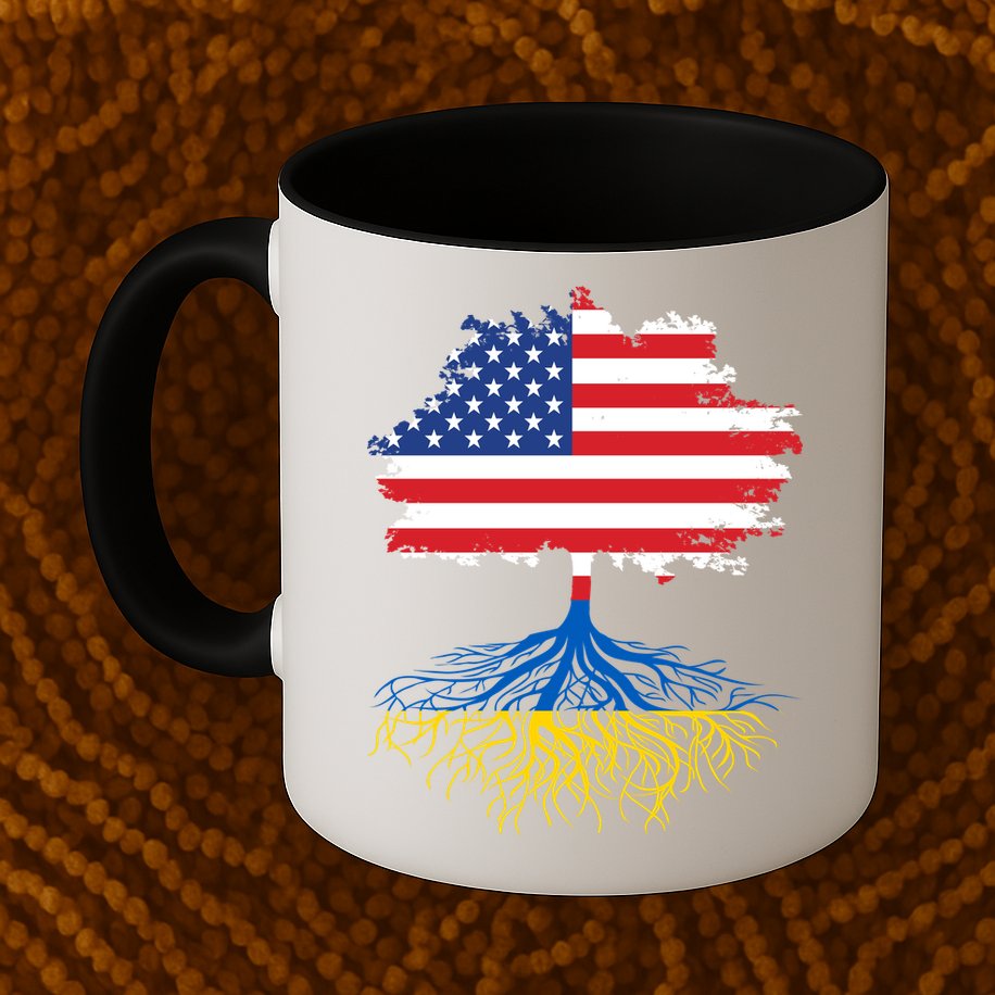 Cool American Ukrainian Roots I Stand With Ukraine USA Ukraine Flags Mug