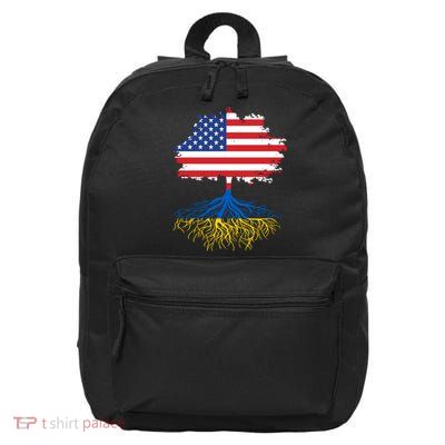 Cool American Ukrainian Roots I Stand With Ukraine USA Ukraine Flags 16 in Basic Backpack
