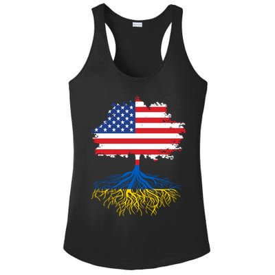 Cool American Ukrainian Roots I Stand With Ukraine USA Ukraine Flags Ladies PosiCharge Competitor Racerback Tank