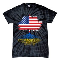 Cool American Ukrainian Roots I Stand With Ukraine USA Ukraine Flags Tie-Dye T-Shirt