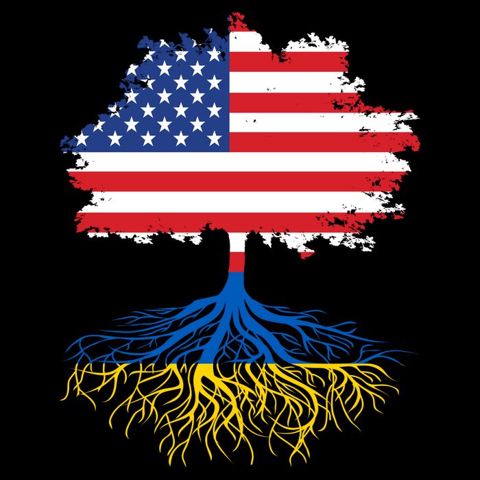 Cool American Ukrainian Roots I Stand With Ukraine USA Ukraine Flags Tie-Dye T-Shirt