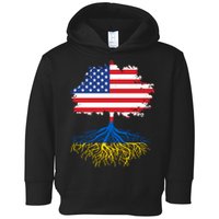 Cool American Ukrainian Roots I Stand With Ukraine USA Ukraine Flags Toddler Hoodie