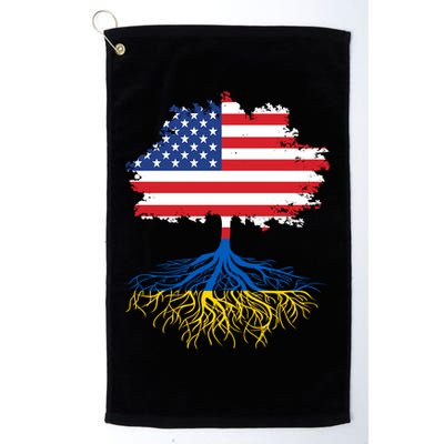 Cool American Ukrainian Roots I Stand With Ukraine USA Ukraine Flags Golf Towel