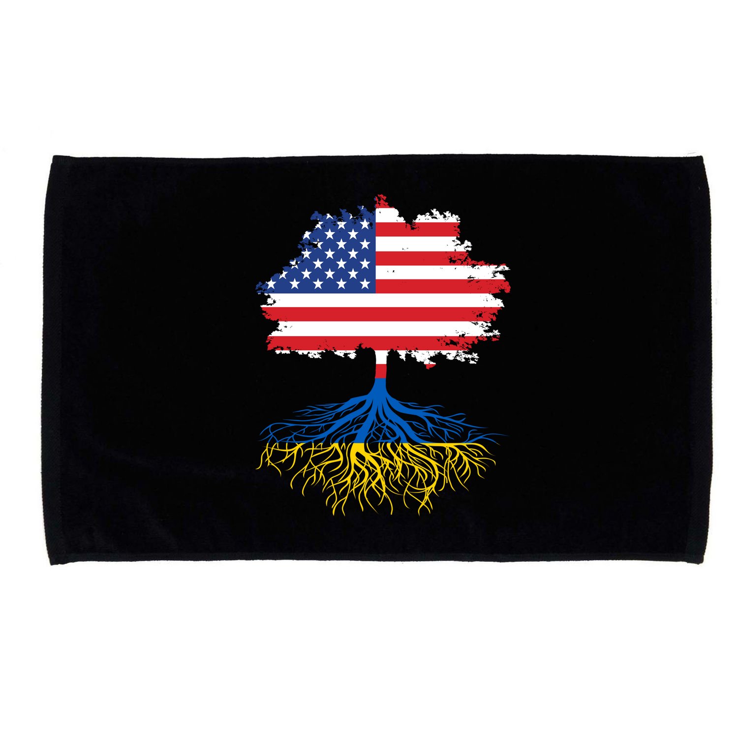 Cool American Ukrainian Roots I Stand With Ukraine USA Ukraine Flags Microfiber Hand Towel
