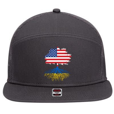 Cool American Ukrainian Roots I Stand With Ukraine USA Ukraine Flags 7 Panel Mesh Trucker Snapback Hat