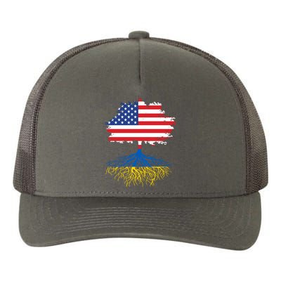 Cool American Ukrainian Roots I Stand With Ukraine USA Ukraine Flags Yupoong Adult 5-Panel Trucker Hat