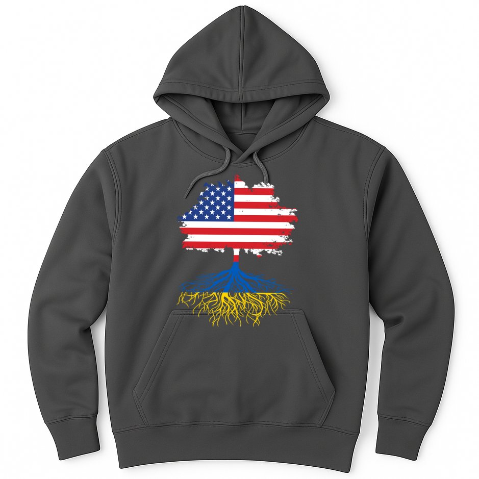 Cool American Ukrainian Roots I Stand With Ukraine USA Ukraine Flags Hoodie