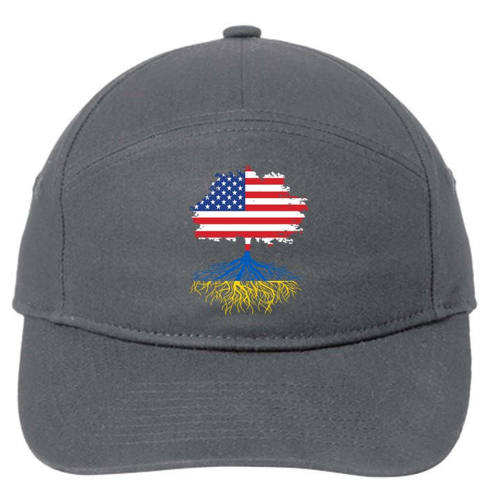 Cool American Ukrainian Roots I Stand With Ukraine USA Ukraine Flags 7-Panel Snapback Hat