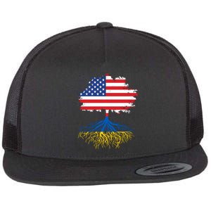 Cool American Ukrainian Roots I Stand With Ukraine USA Ukraine Flags Flat Bill Trucker Hat