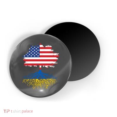 Cool American Ukrainian Roots I Stand With Ukraine USA Ukraine Flags Magnet