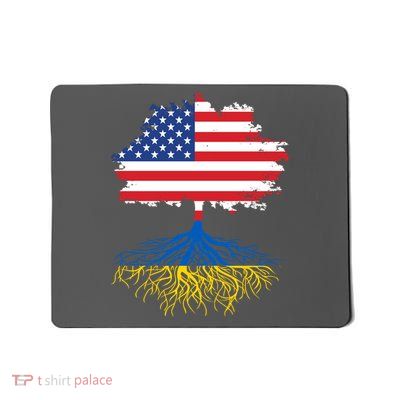 Cool American Ukrainian Roots I Stand With Ukraine USA Ukraine Flags Mousepad