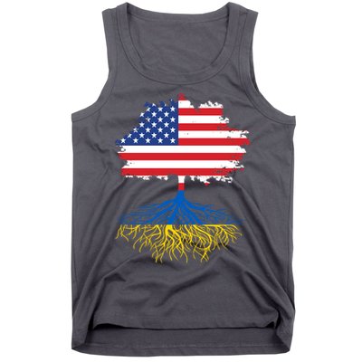 Cool American Ukrainian Roots I Stand With Ukraine USA Ukraine Flags Tank Top
