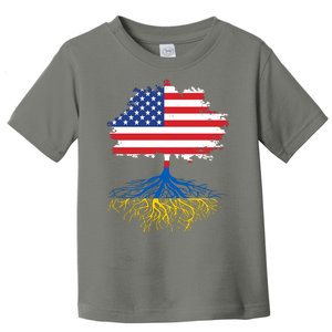 Cool American Ukrainian Roots I Stand With Ukraine USA Ukraine Flags Toddler T-Shirt