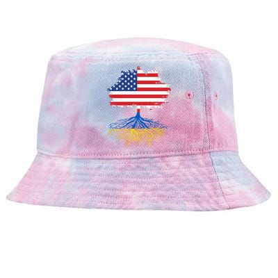 Cool American Ukrainian Roots I Stand With Ukraine USA Ukraine Flags Tie-Dyed Bucket Hat