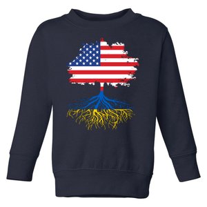 Cool American Ukrainian Roots I Stand With Ukraine USA Ukraine Flags Toddler Sweatshirt