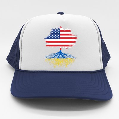 Cool American Ukrainian Roots I Stand With Ukraine USA Ukraine Flags Trucker Hat