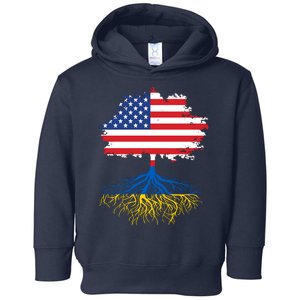 Cool American Ukrainian Roots I Stand With Ukraine USA Ukraine Flags Toddler Hoodie