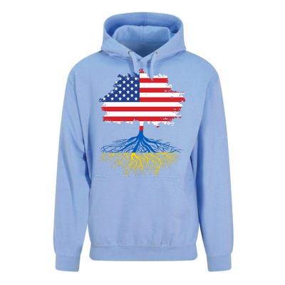 Cool American Ukrainian Roots I Stand With Ukraine USA Ukraine Flags Unisex Surf Hoodie