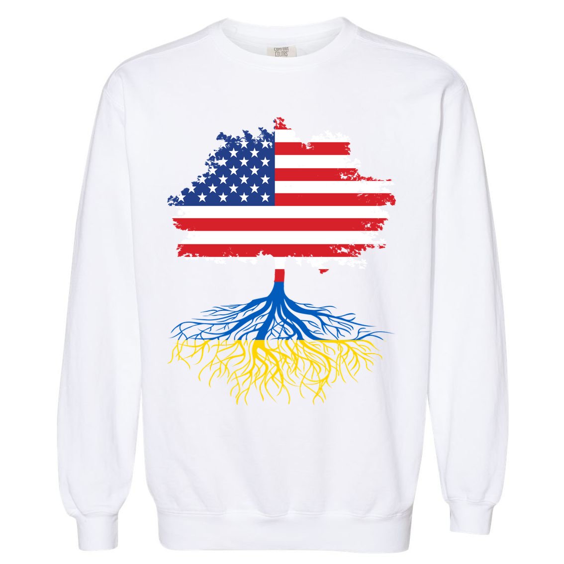 Cool American Ukrainian Roots I Stand With Ukraine USA Ukraine Flags Garment-Dyed Sweatshirt