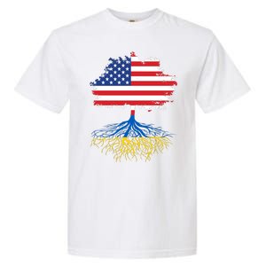 Cool American Ukrainian Roots I Stand With Ukraine USA Ukraine Flags Garment-Dyed Heavyweight T-Shirt