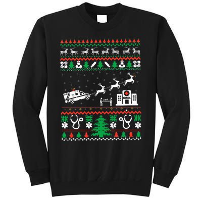 Christmas Ambulance Ugly Sweater Emergency Medical EMT Sweatshirt