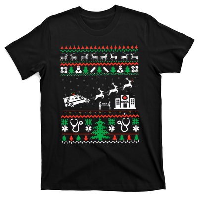 Christmas Ambulance Ugly Sweater Emergency Medical EMT T-Shirt