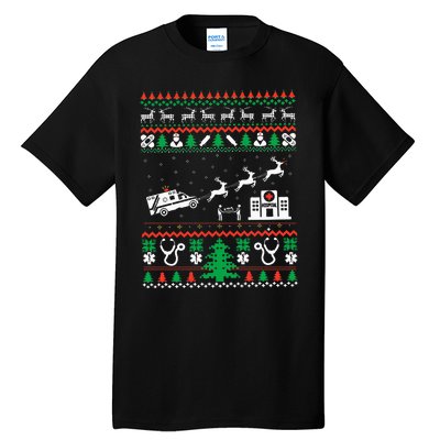 Christmas Ambulance Ugly Sweater Emergency Medical EMT Tall T-Shirt