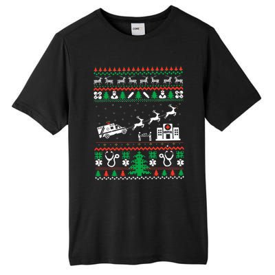 Christmas Ambulance Ugly Sweater Emergency Medical EMT Tall Fusion ChromaSoft Performance T-Shirt