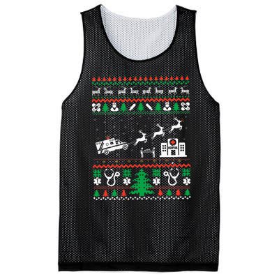 Christmas Ambulance Ugly Sweater Emergency Medical EMT Mesh Reversible Basketball Jersey Tank