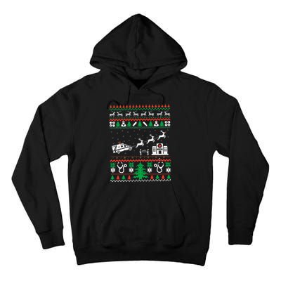 Christmas Ambulance Ugly Sweater Emergency Medical EMT Tall Hoodie