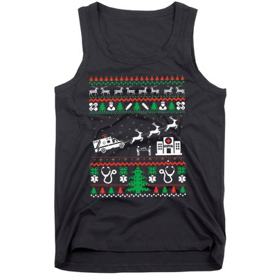 Christmas Ambulance Ugly Sweater Emergency Medical EMT Tank Top