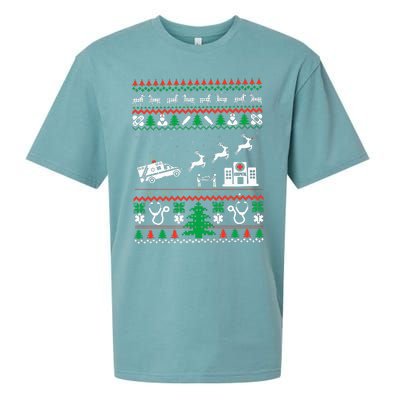 Christmas Ambulance Ugly Sweater Emergency Medical EMT Sueded Cloud Jersey T-Shirt