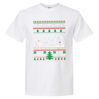 Christmas Ambulance Ugly Sweater Emergency Medical EMT Garment-Dyed Heavyweight T-Shirt