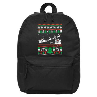 Christmas Ambulance Ugly Sweater Emergency Medical Emt 16 in Basic Backpack