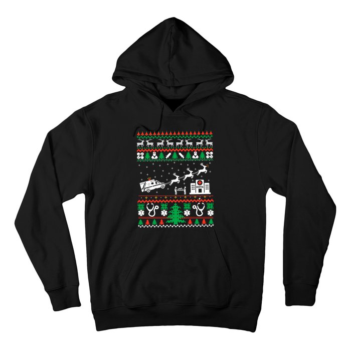 Christmas Ambulance Ugly Sweater Emergency Medical Emt Hoodie