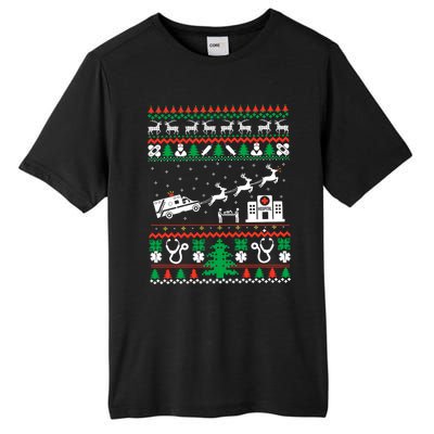 Christmas Ambulance Ugly Sweater Emergency Medical Emt Tall Fusion ChromaSoft Performance T-Shirt