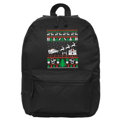 Christmas Ambulance Ugly Sweater Emergency Medical Emt 16 in Basic Backpack