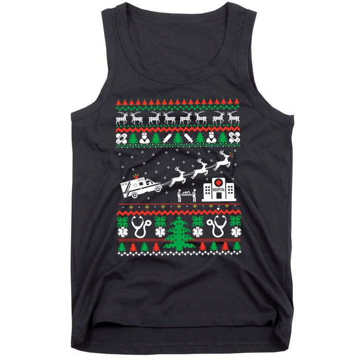 Christmas Ambulance Ugly Sweater Emergency Medical Emt Tank Top