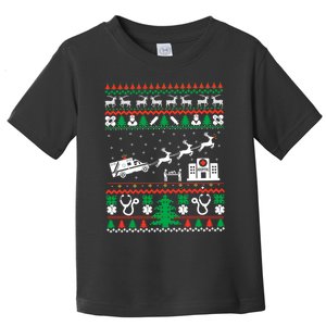 Christmas Ambulance Ugly Sweater Emergency Medical Emt Toddler T-Shirt