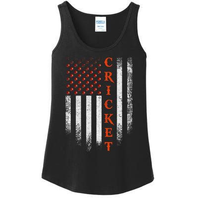 Cricket Apparel US Flag Retro Cricket Player American Flag Ladies Essential Tank